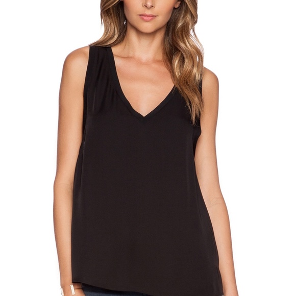 Theory Alwa Silk Modern GGT Black V-Neck Tank Top - Picture 2 of 7